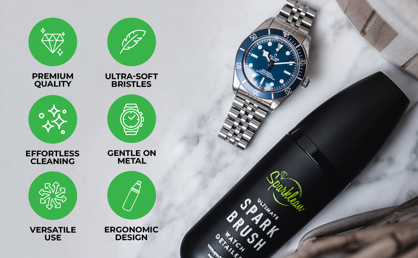 Sparkbrush Soft-Bristle doux sur tous les métaux, bijoux et montres