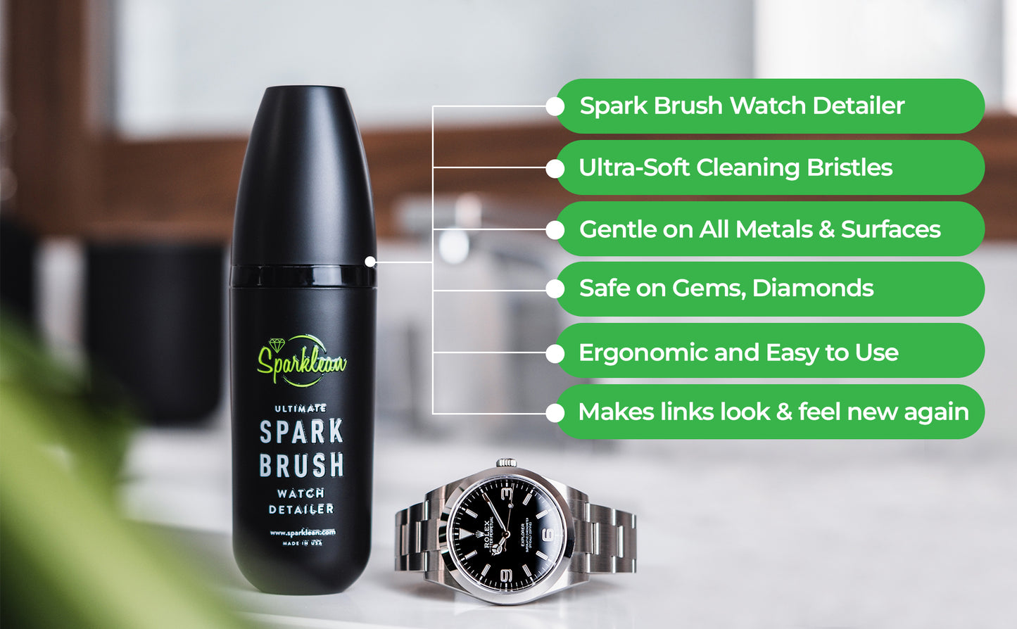 Sparkbrush Soft-Bristle doux sur tous les métaux, bijoux et montres
